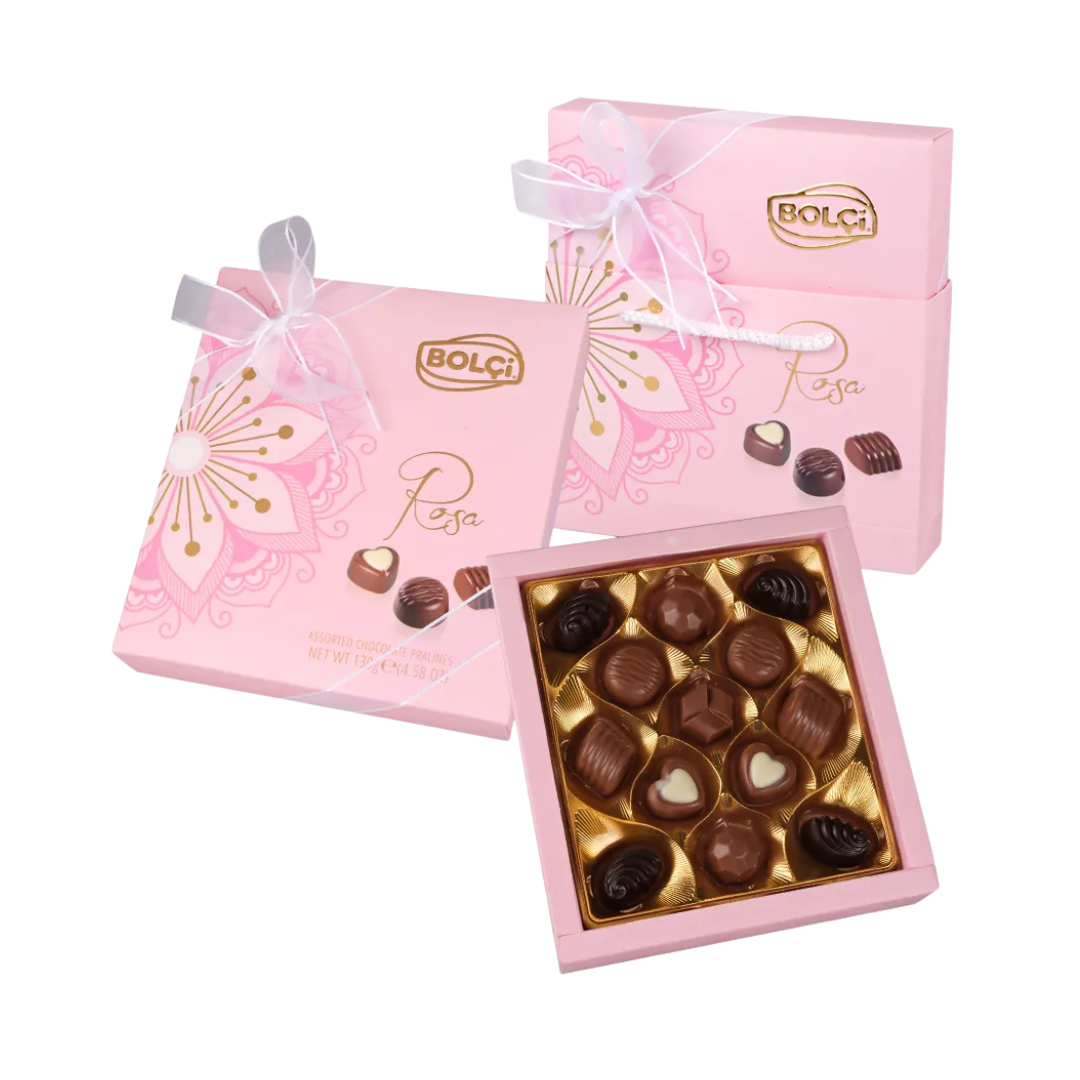 Chocolate bolci   rosa   pralines   130g   chocolate sortidos