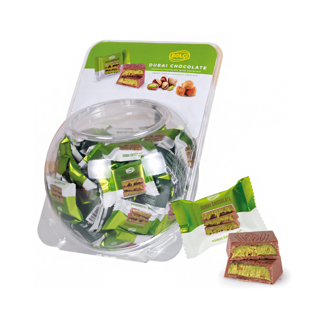 Chocolate bolci   dubai chocolate   chocolate recheado com kadayf de pistache   dp 16g x 75 un