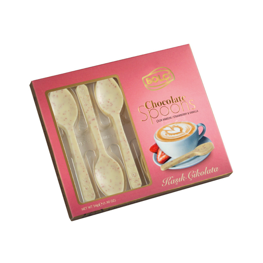 Chocolate bolci   54g   spoons   colheres de chocolate morango e baunilha  2 