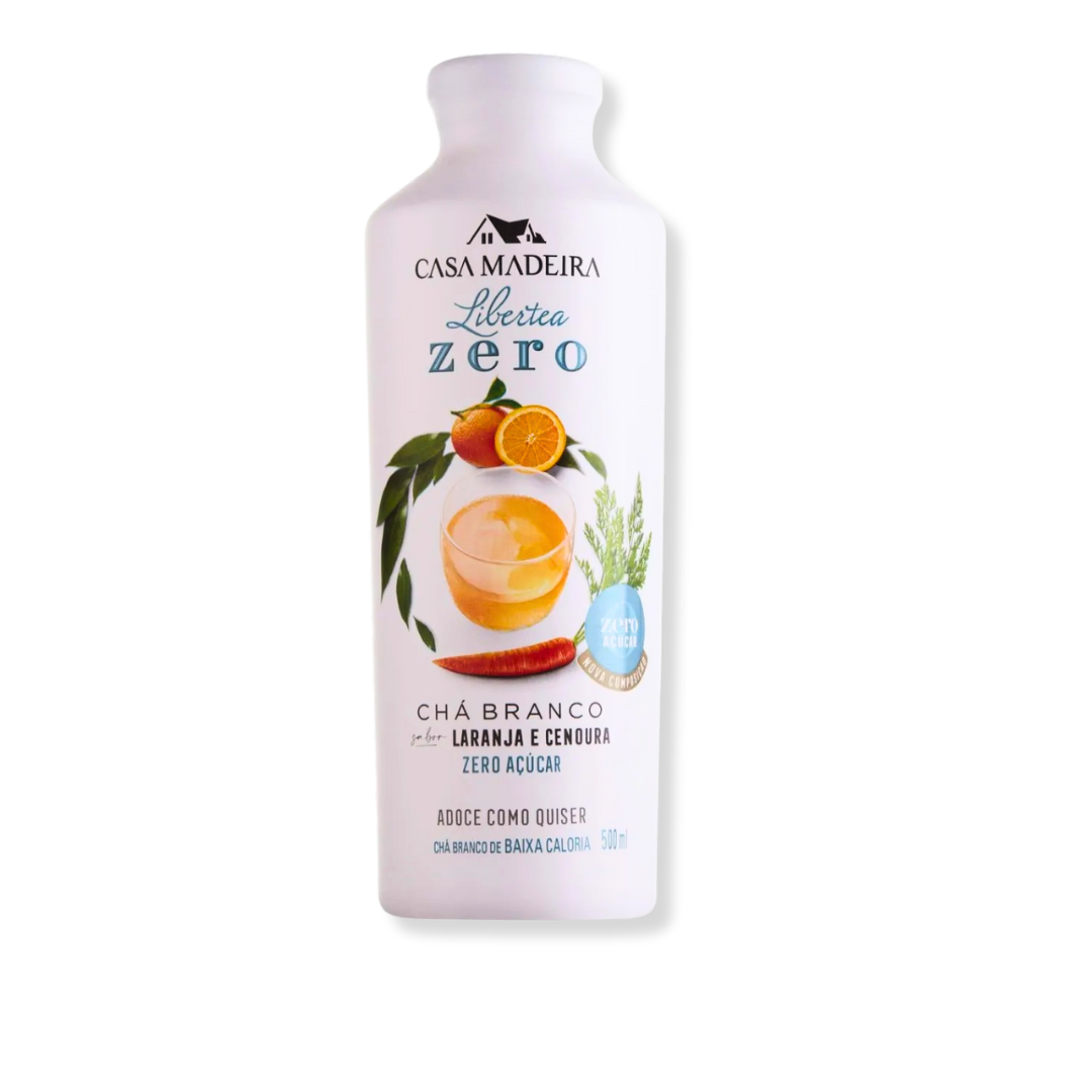 Casa madeira   zero acucar   cha branco com laranja e cenoura   500m