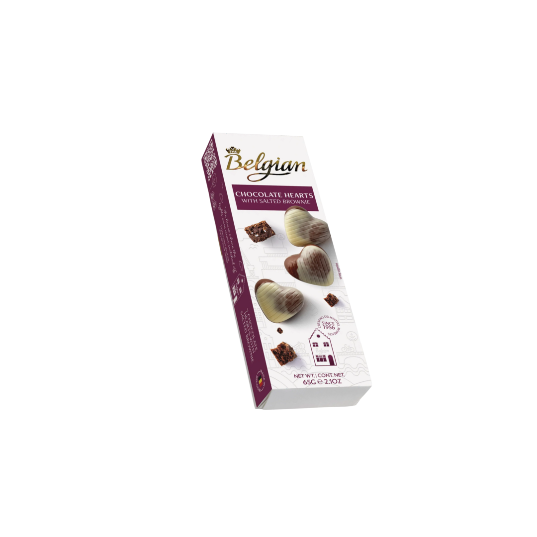 Belgian   hearts salted brownie   bombom de chocolate sabor brownie   65g
