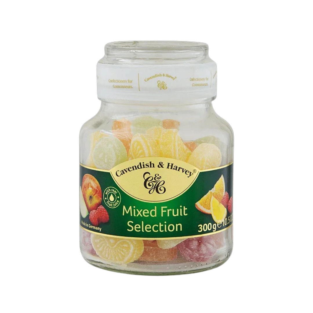 Cavendish   harvey   vidro   mixed fruit selection   bala de frutas   300g