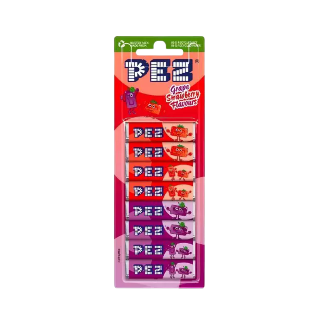 Pez   pastilha sabor uva e morango   68g