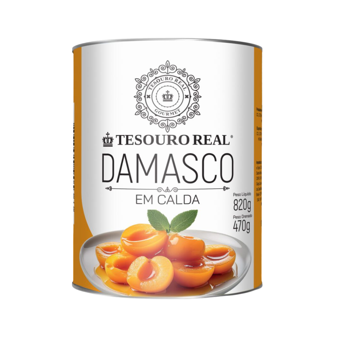 Tesouro real doce de damasco em calda lata   820g