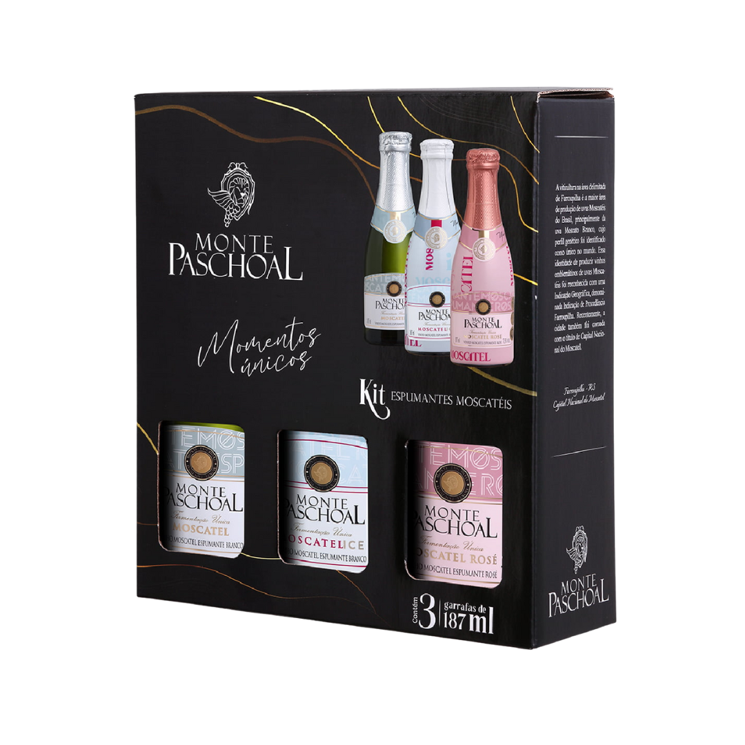 Espumante monte paschoal   187ml kit espumantes moscateis   kit c3