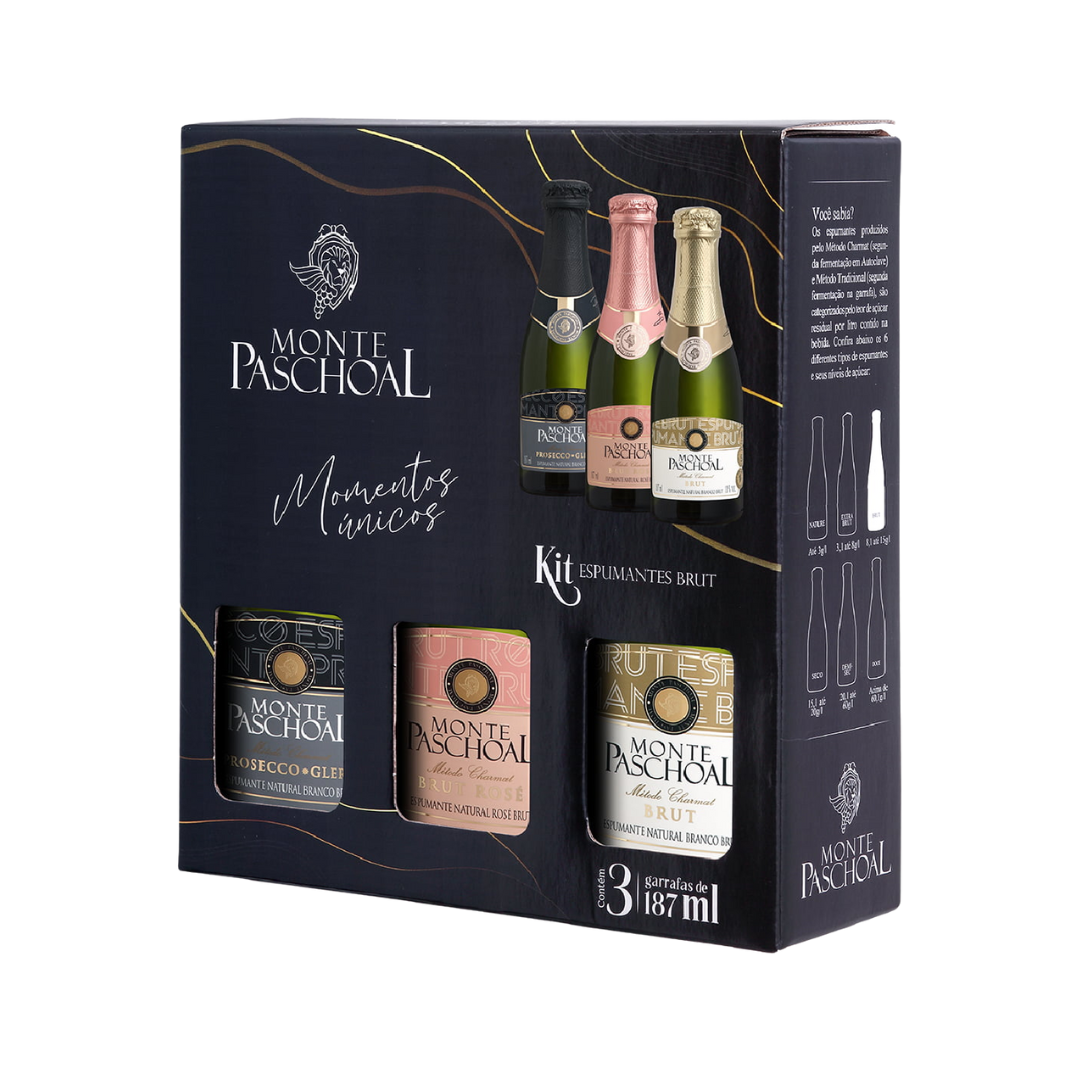 Espumante monte paschoal   187ml   kit espumantes brut   kit c3