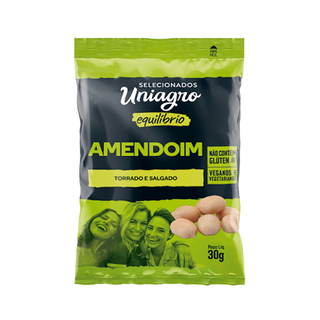 Castanhas   nuts uniagro   30g    amendoim torrado salgado equilibrio