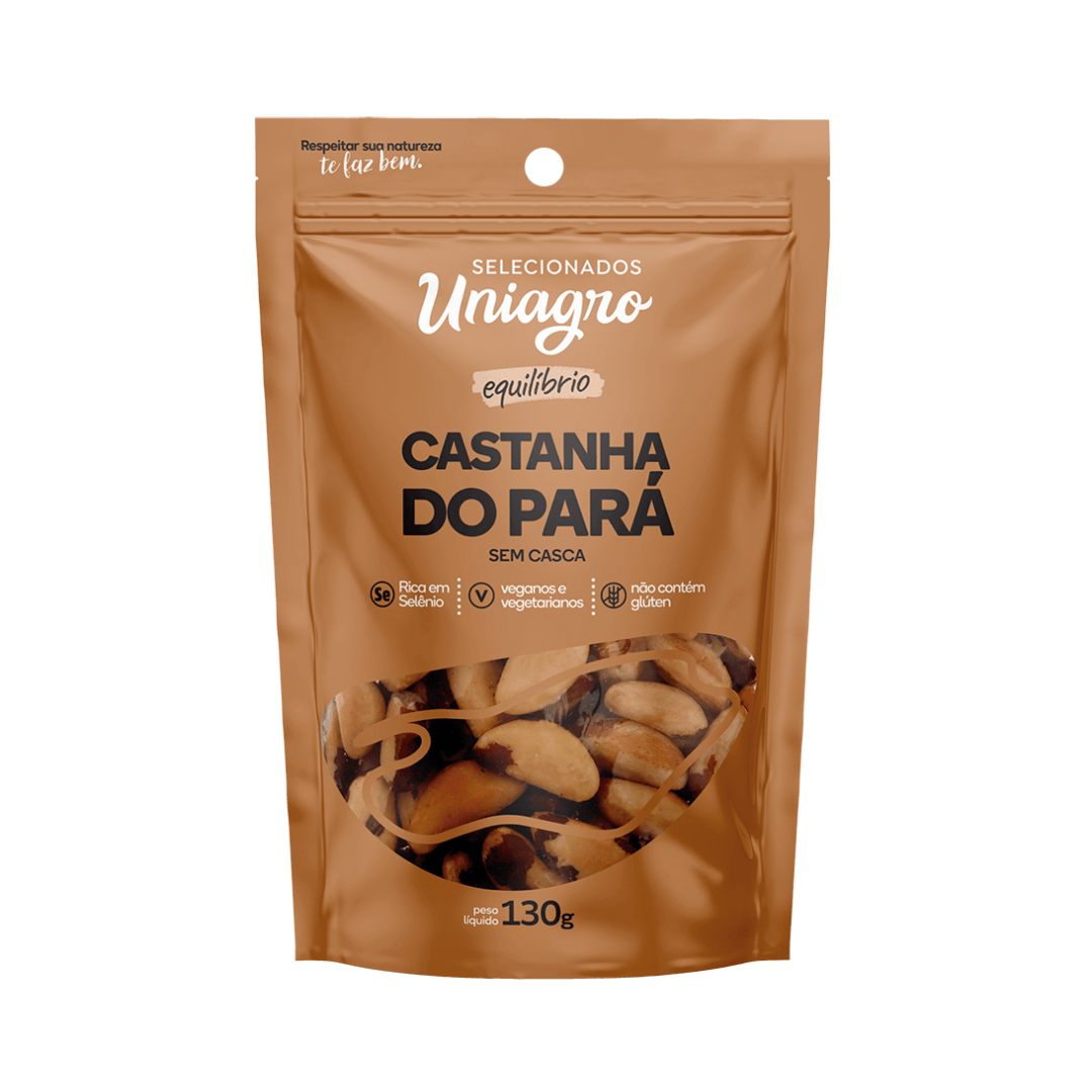 Castanhas   nuts uniagro   130g   castanha do para sem casca   pouch