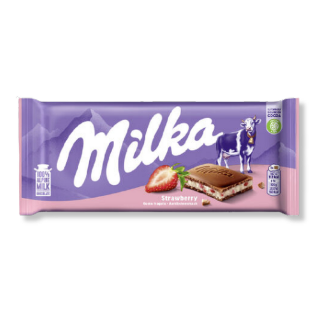 Milka   barra   strawberry   iogurte morango   100g